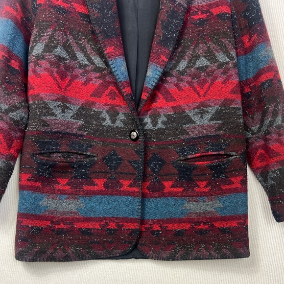 Coldwater Creek Women’s MEDIUM Wool Blend Blazer Aztec Southwestern - Picture 3 of 9